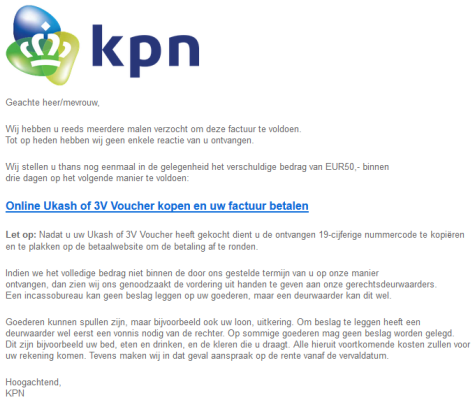 Naar Gelukkig grijs Internetoplichters dreigen met valse KPN-factuur - Security.NL